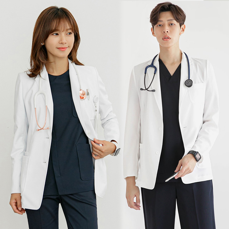 Medical Lab Years - ユニセックス白衣長袖スーツジャケット医師作業服冬用アウターポリエステル素材医療病院白衣