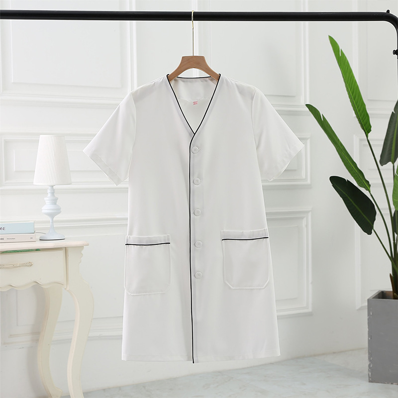 Medical Lab Coat - 高品質の皮膚管理作業服白女性の半袖韓国コートスパマッサージセラピスト健康作業服