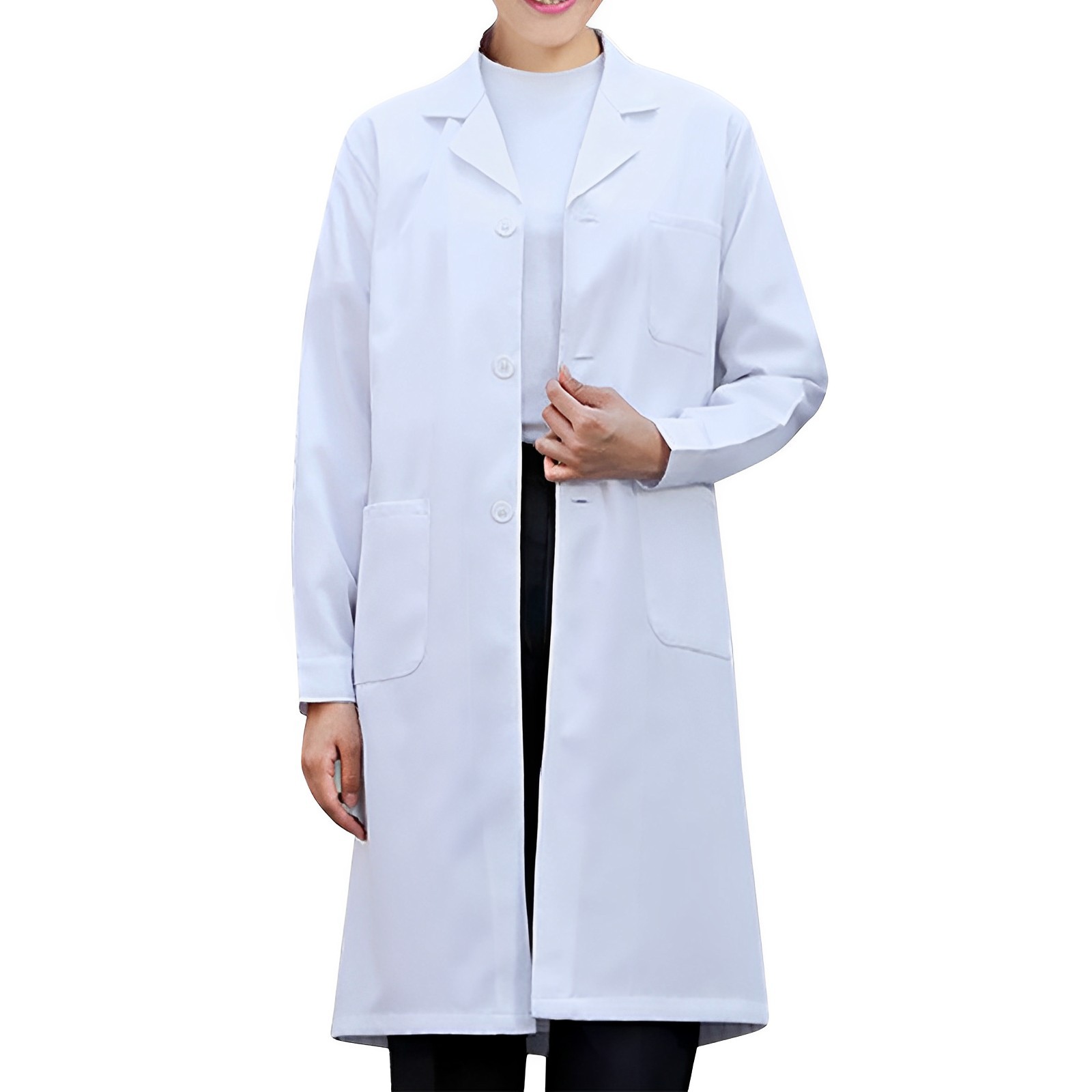 Medical Lab Coat - 白衣女性男性学生化学ヘルスケア専門家ナース長袖ドクターワークローブユニセックスコート