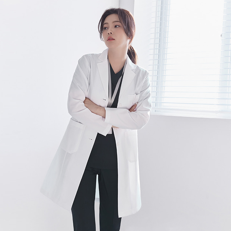 Medical Lab Years - 韓国風ドクターホワイトコート 長袖作業服 医学生、研究室、美容院向け 春秋用 高級医療ユニフォーム