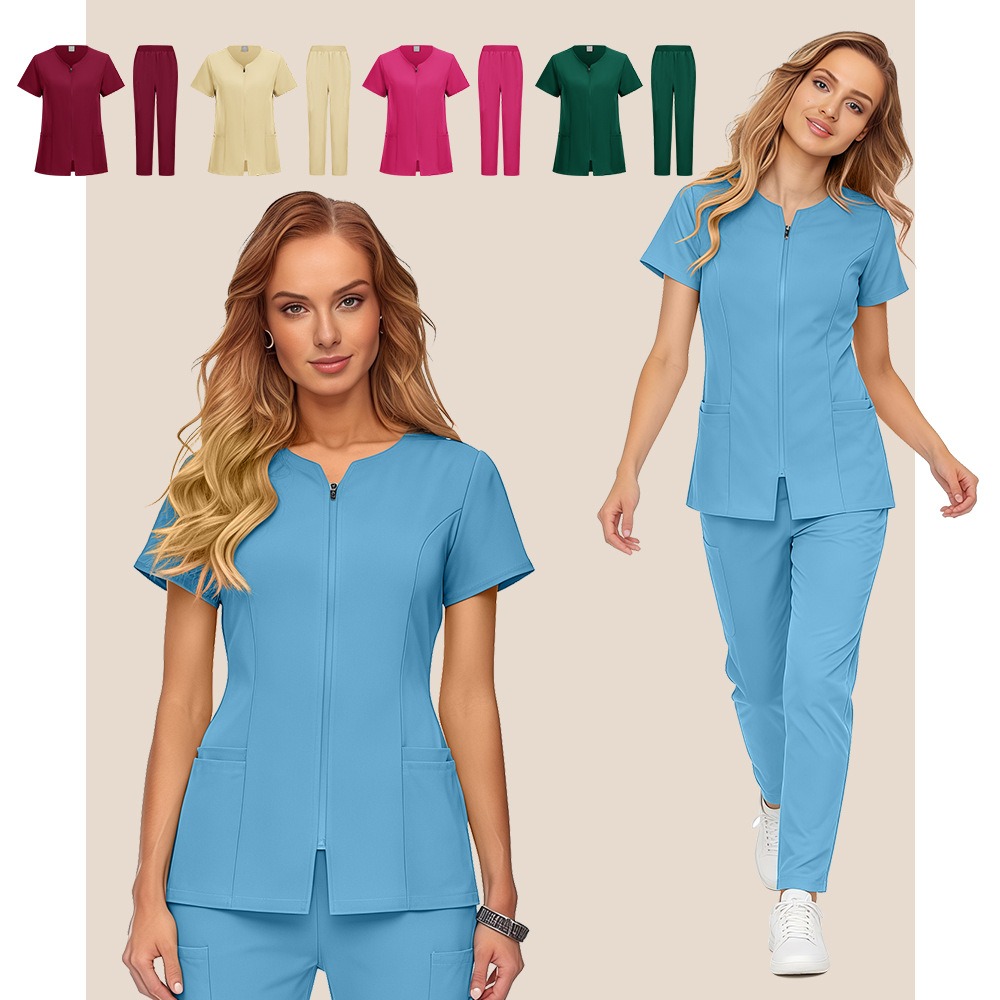 Medical Lab Coat - 卸売医療スクラブセット スパンデックスストレッチ ナーススクラブ 美容スパユニフォーム ヘルスケア看護薬局白衣 臨床ユニフォーム