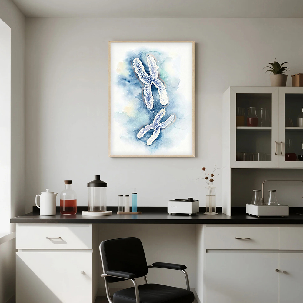 水彩画 DNA 二重らせん染色体アートプリント生化学キャンバ - Medical Lab Pictures のレビューと価格
