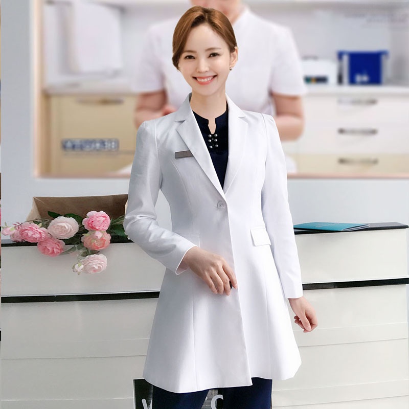 長袖白白衣ドクター制服スリムフィット歯科作業服美容医療アパレ - Medical Lab Years のレビューと価格