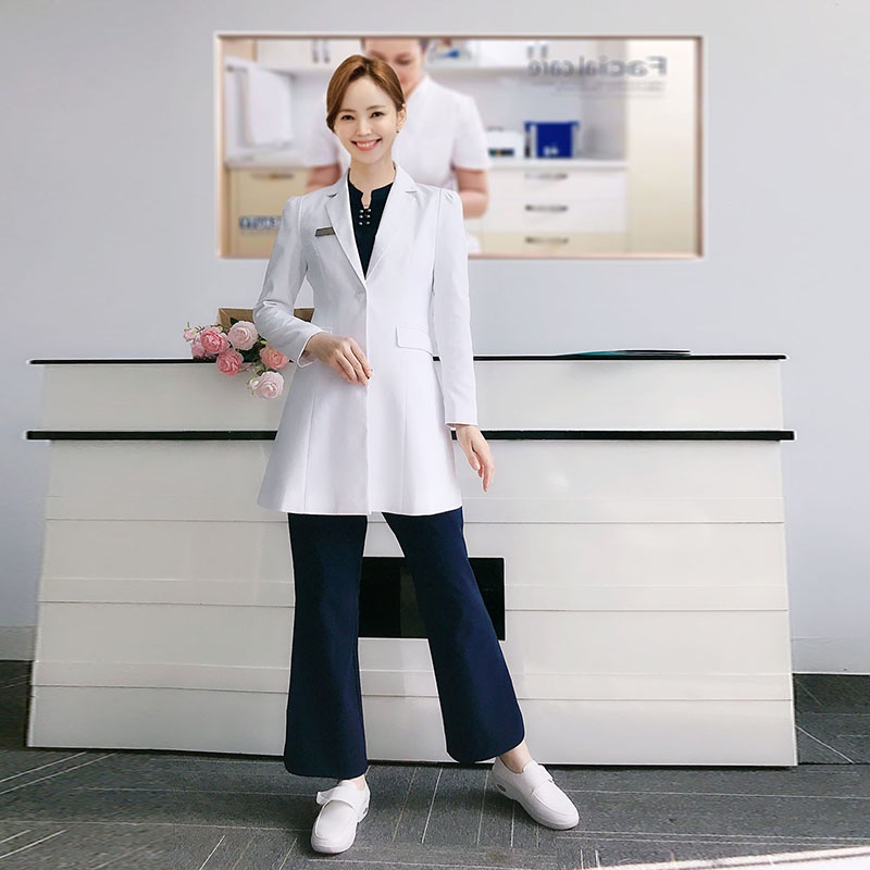 長袖白白衣ドクター制服スリムフィット歯科作業服美容医療アパレ - Medical Lab Years のレビューと価格