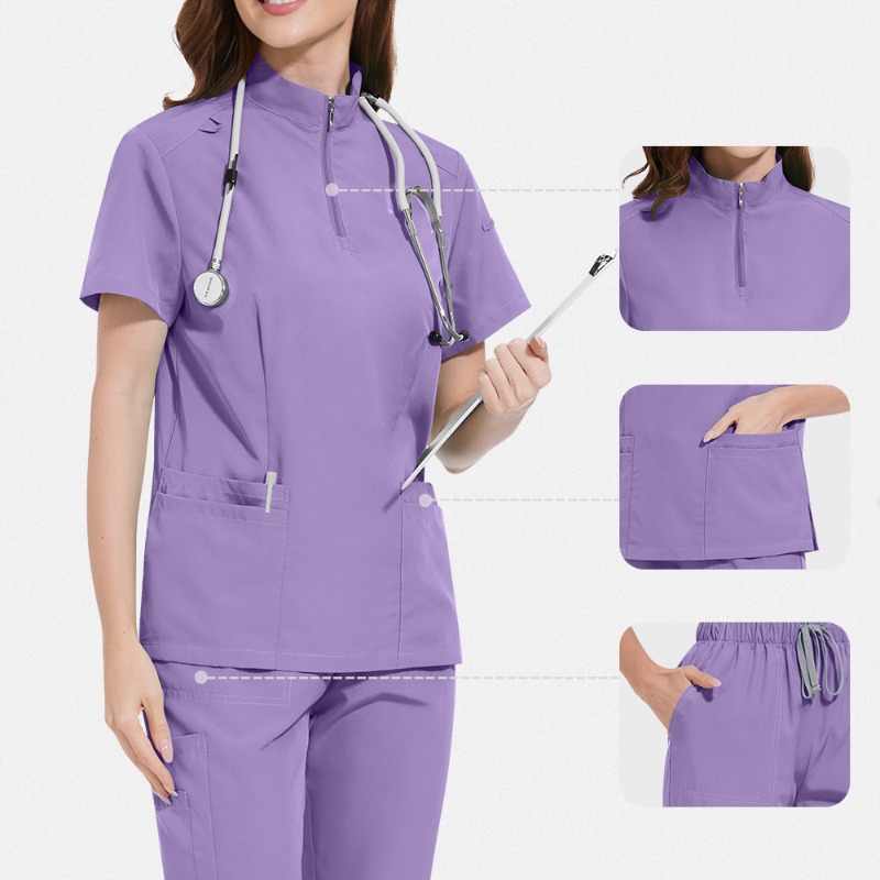 ニュートラルカラーの医療用フロスト加工スタンドアップカラージ - Medical Lab Coat のレビューと価格