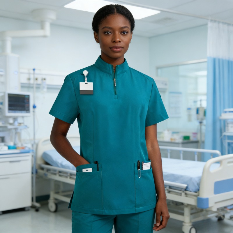 ニュートラルカラーの医療用フロスト加工スタンドアップカラージ - Medical Lab Coat のレビューと価格