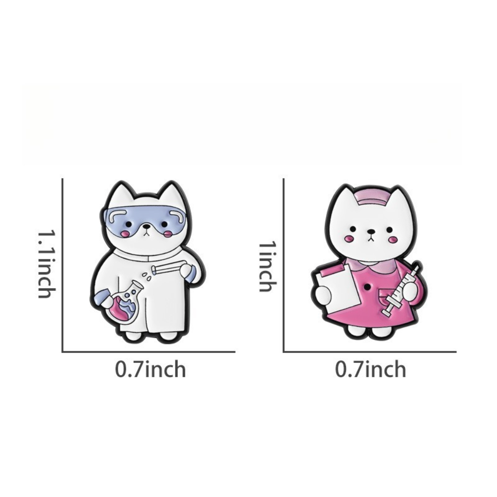 かわいい猫看護師研究室ワーカーブローチ漫画かわいい医療猫ピン - Medical Lab Worker のレビューと価格