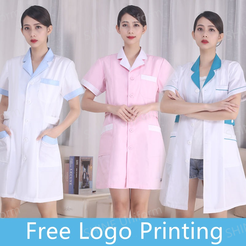 白い看護師ユニフォーム半袖医療スクラブトップ白衣医師ユニフォ - Medical Lab Coat のレビューと価格