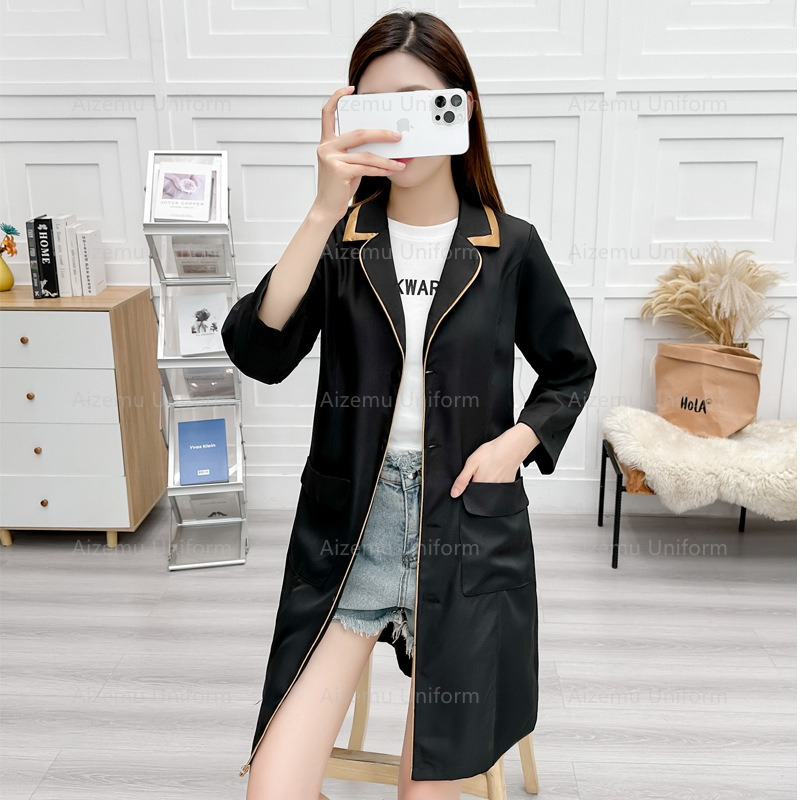 黒美容制服美容師ローブ女性サロン白衣ナース制服医療スクラブピ - Medical Lab Coat のレビューと価格