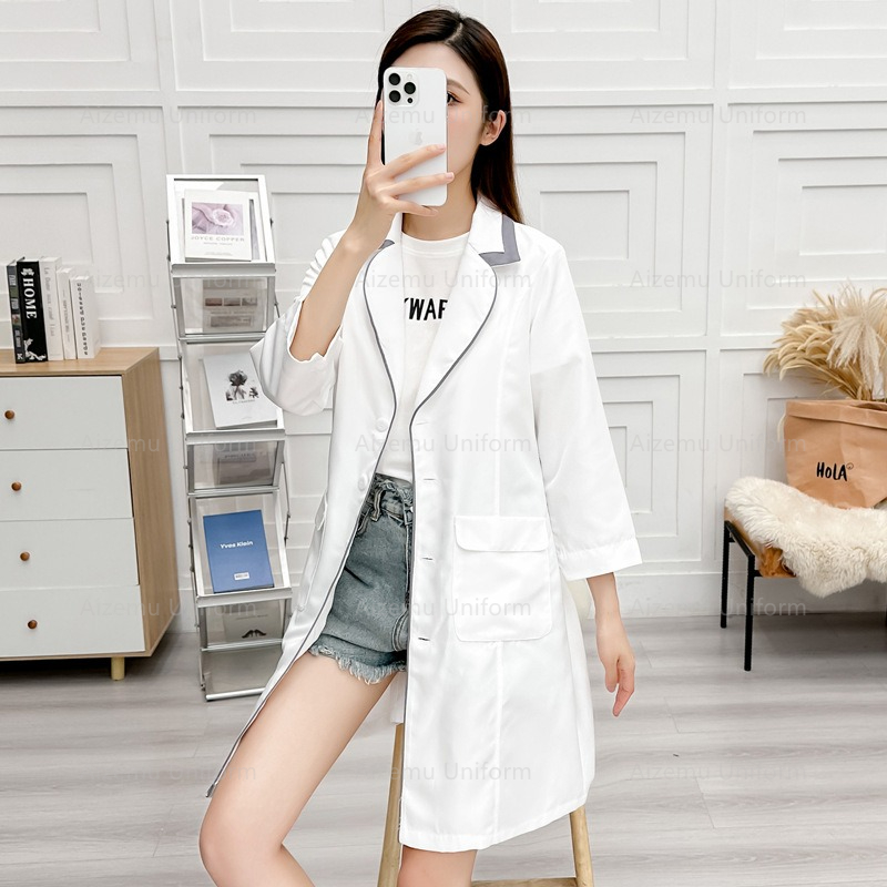 黒美容制服美容師ローブ女性サロン白衣ナース制服医療スクラブピ - Medical Lab Coat のレビューと価格