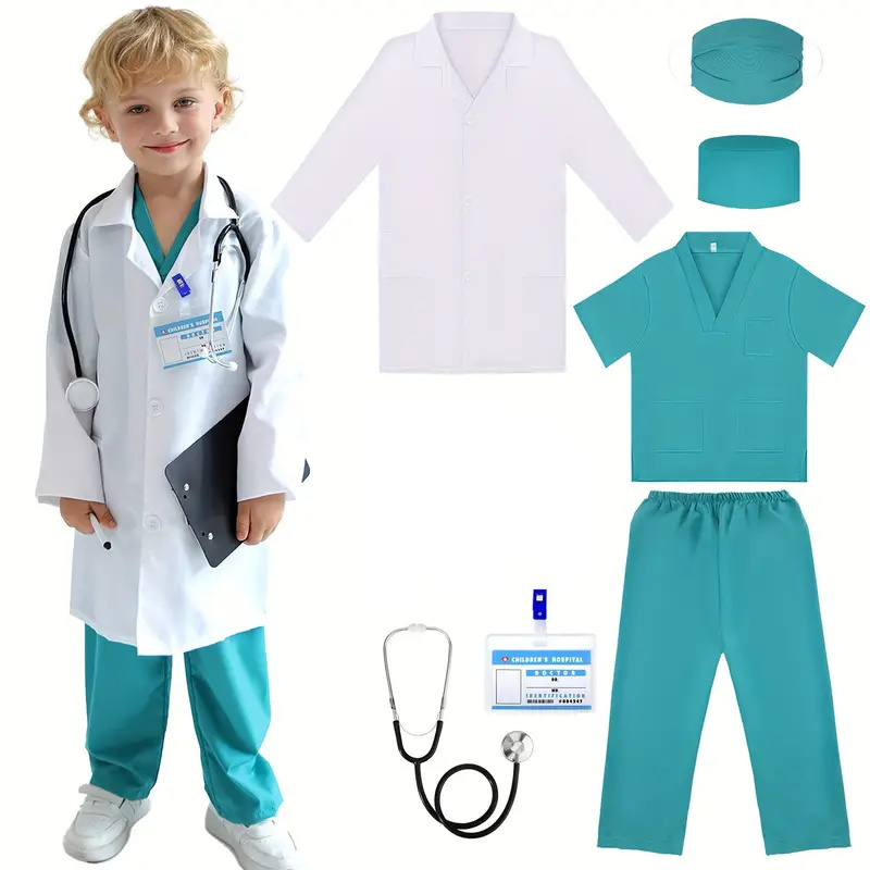 子供のための医師と看護師のコスプレ衣装,白い実験室のコート, - Medical Lab Coat のレビューと価格