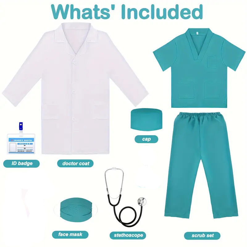 子供のための医師と看護師のコスプレ衣装,白い実験室のコート, - Medical Lab Coat のレビューと価格