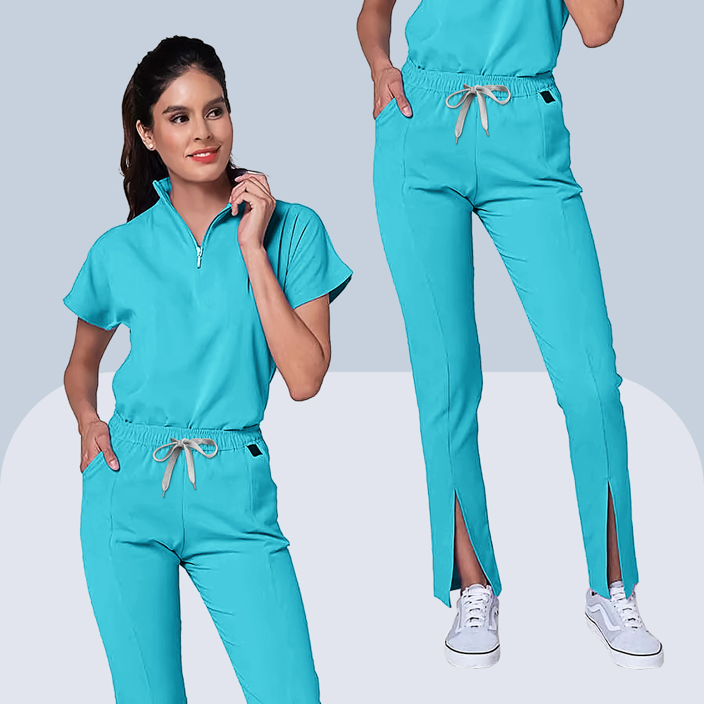 医療スクラブ制服女性ナースジッパースクラブセットポケットトッ - Medical Lab Coat のレビューと価格