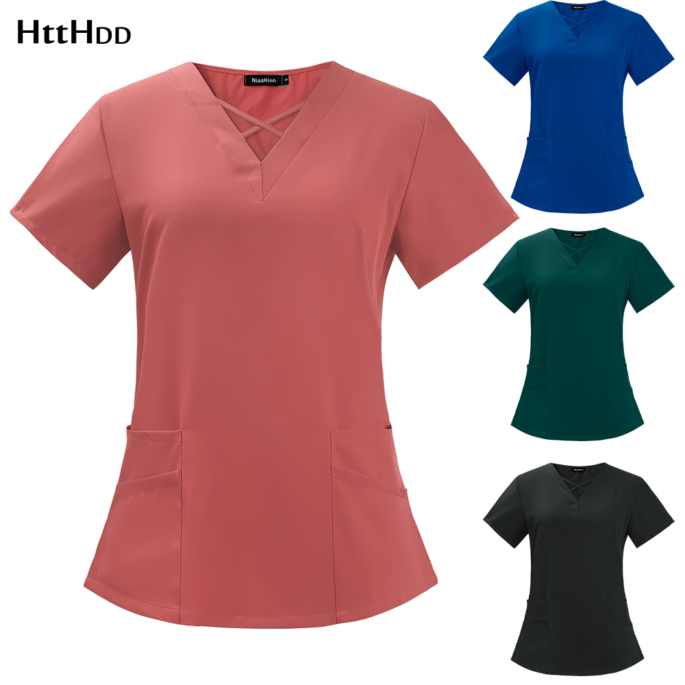 ファッションヘルスケアナースブラウスナース服 Tシャツ V  - Medical Lab Coat のレビューと価格
