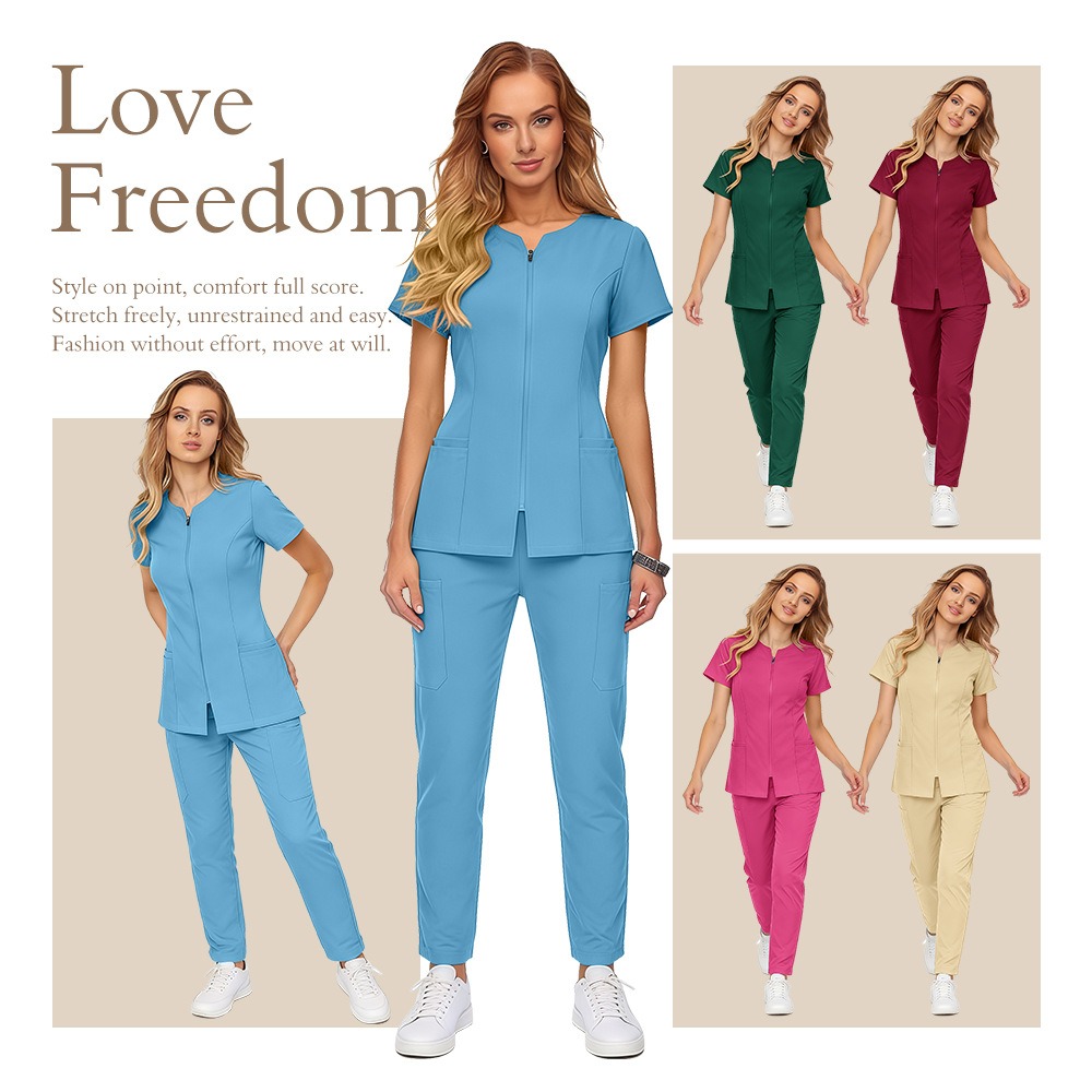 卸売医療スクラブセット スパンデックスストレッチ ナーススク - Medical Lab Coat のレビューと価格