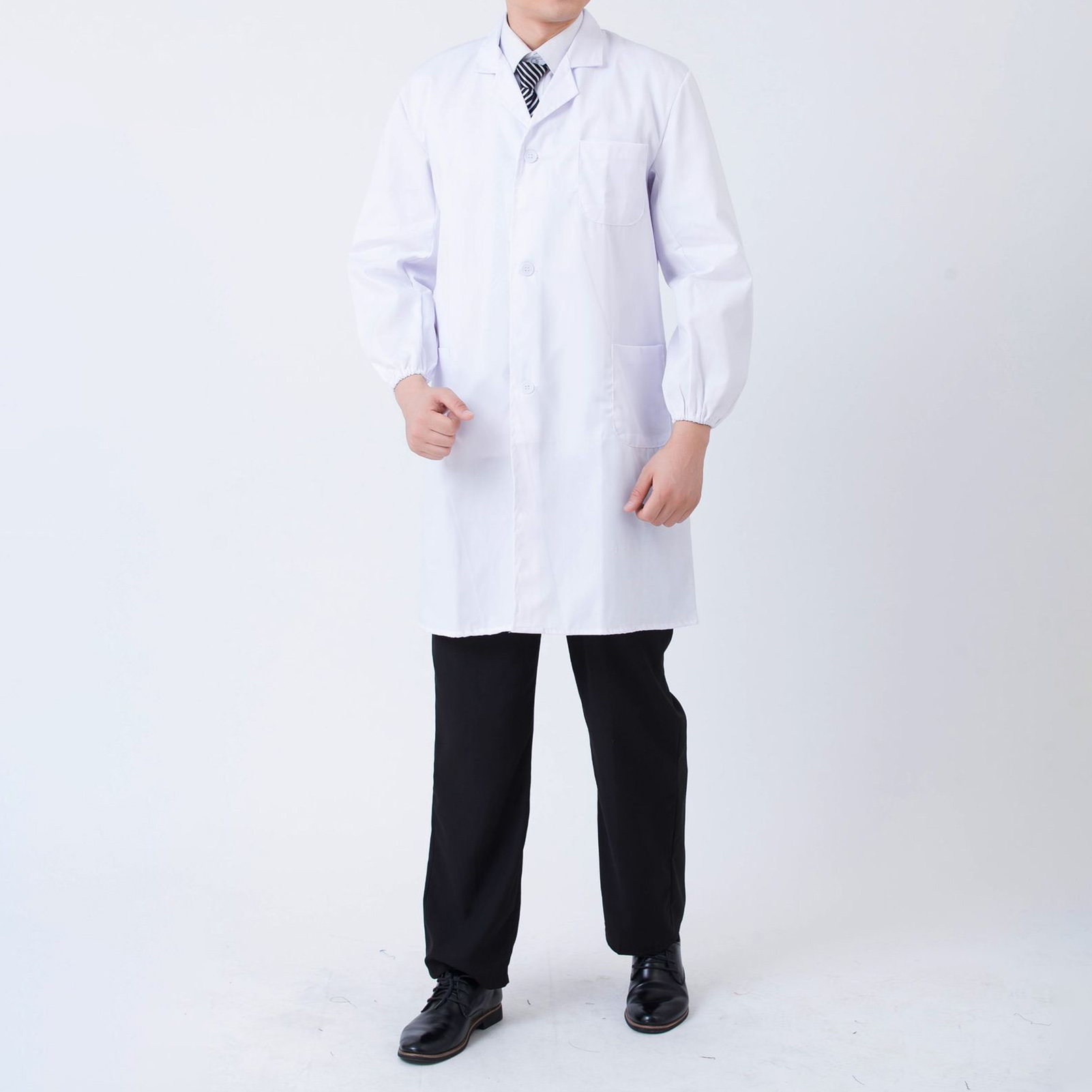 医学生白い白衣、伸縮性のある袖口付き、病院科学者学校向けの肌 - Medical Lab Coat のレビューと価格