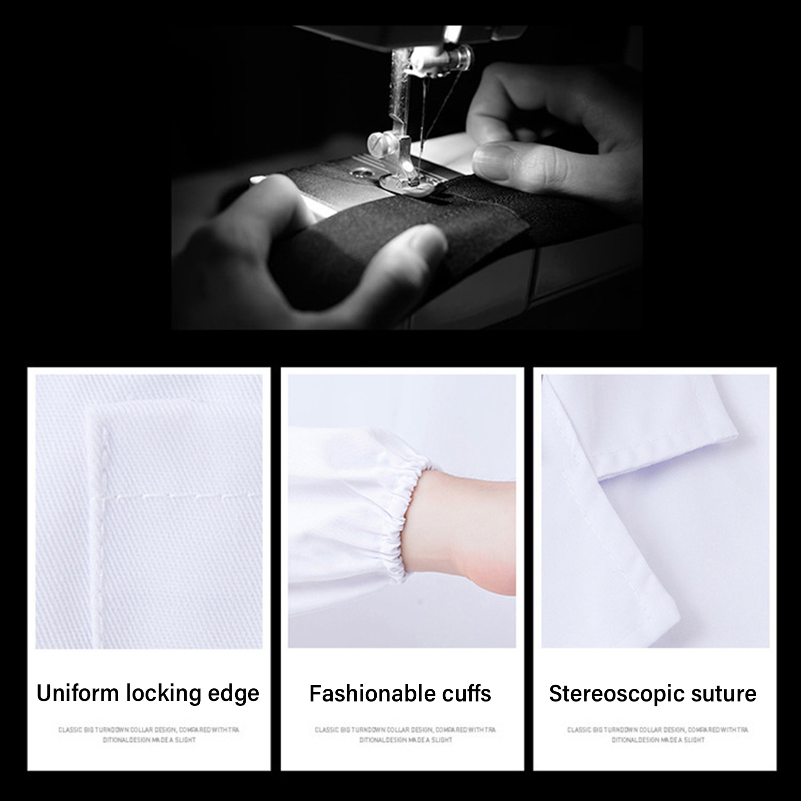 医学生白い白衣、伸縮性のある袖口付き、病院科学者学校向けの肌 - Medical Lab Coat のレビューと価格