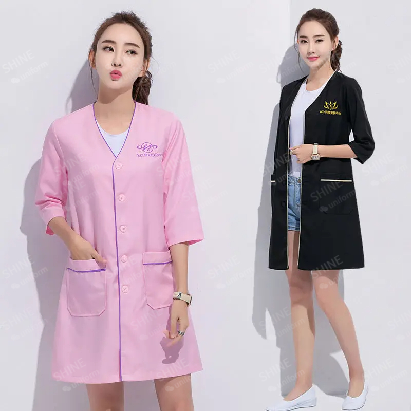 美容制服美容師カスタムロゴスキンマネージャー作業服スパ制服白 - Medical Lab Coat のレビューと価格