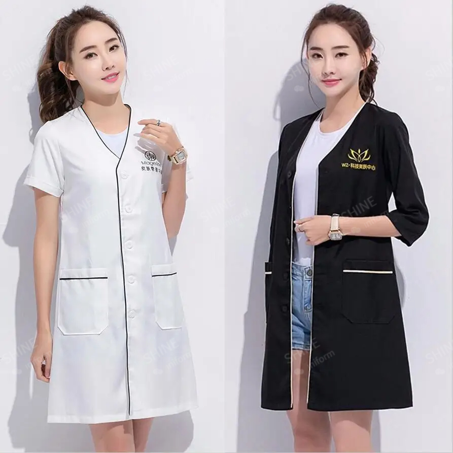 美容制服美容師カスタムロゴスキンマネージャー作業服スパ制服白 - Medical Lab Coat のレビューと価格
